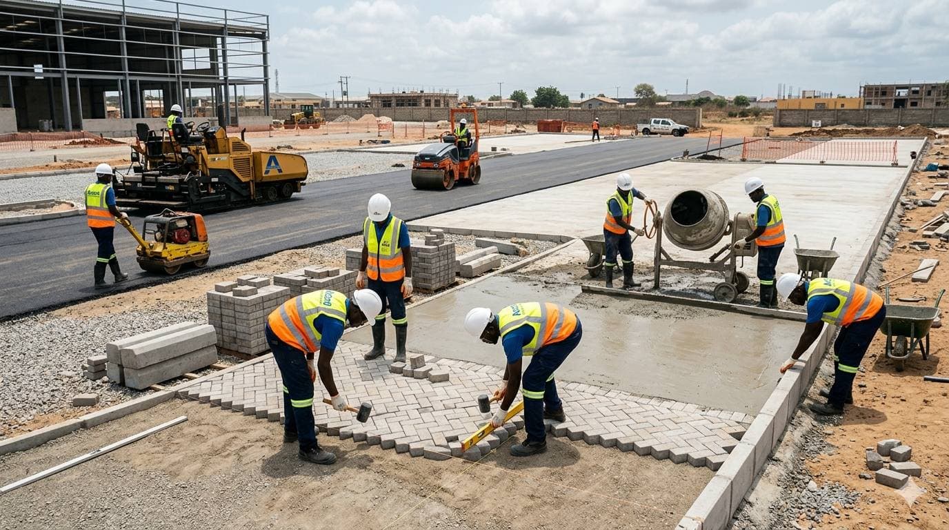 Completed foundation works at the industrial facility site